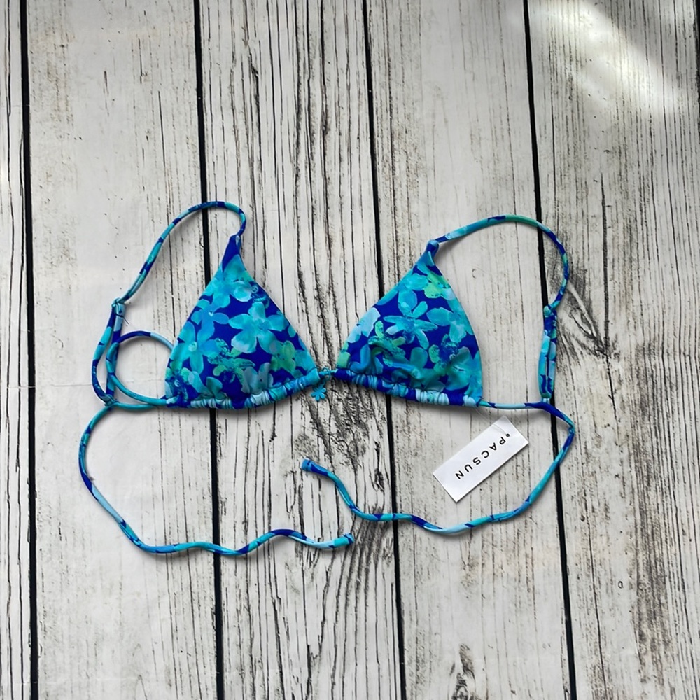 LA hearts by pacsun blue ariel charm triangle bikini top!